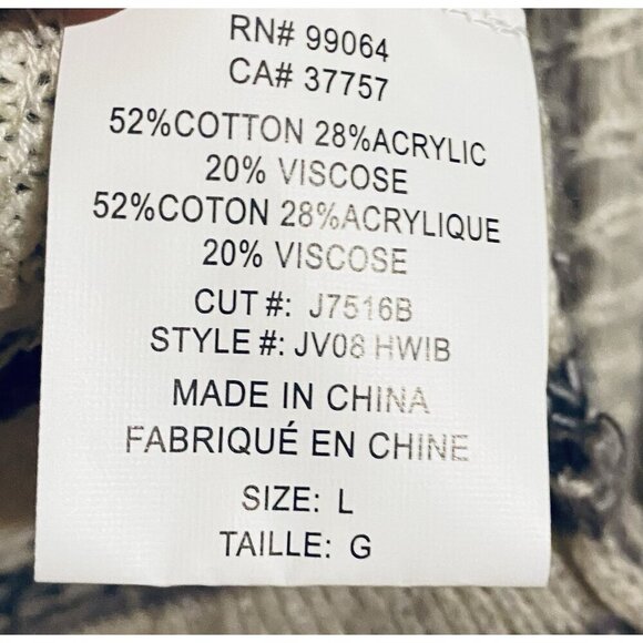 Billabong Cardigan Sweater Womens Large Ivory Brown Open Front Pointelle Drapey - Picture 6 of 8